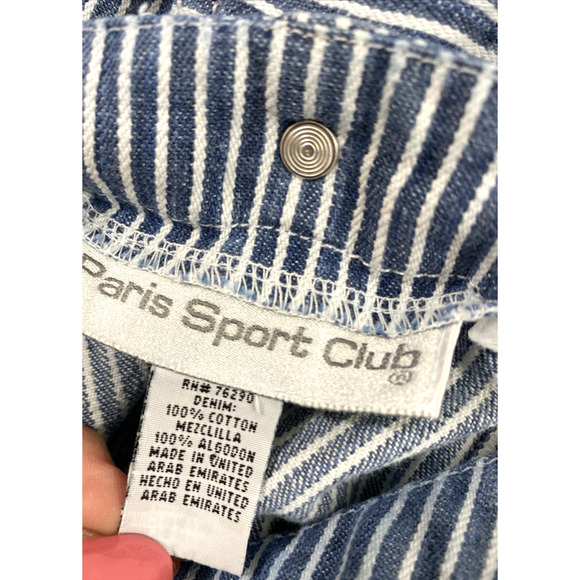 Paris Sport Club Overall Dress Junior 7 Blue White Stripe Denim Button Up Jumper - Picture 3 of 9